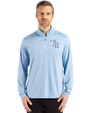 Tampa Bay Rays Cutter & Buck Coastline Epic Comfort Recycled Mens Quarter Zip Atlas Light Blue Front