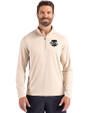 Philadelphia Phillies Mono Cutter & Buck Coastline Epic Comfort Recycled Mens Quarter Zip Wheat Front