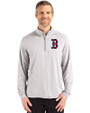 Boston Red Sox Cutter & Buck Coastline Epic Comfort Recycled Mens Quarter Zip CONCRETE Front