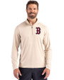 Boston Red Sox Cutter & Buck Coastline Epic Comfort Recycled Mens Quarter Zip Wheat Front