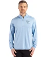 Cleveland Guardians Monochromatic Cutter & Buck Coastline Recycled Double Peached Mens Quarter Zip Pullover Atlas Light Blue Front
