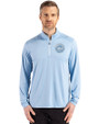 New York Mets Mono Cutter & Buck Coastline Epic Comfort Recycled Mens Quarter Zip Atlas Light Blue Front
