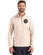 New York Mets Mono Cutter & Buck Coastline Epic Comfort Recycled Mens Quarter Zip Wheat Front