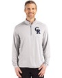 Colorado Rockies Cutter & Buck Coastline Epic Comfort Recycled Mens Quarter Zip CONCRETE Front
