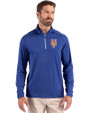 New York Mets Cutter & Buck Coastline Epic Comfort Recycled Mens Quarter Zip Tour Blue Front