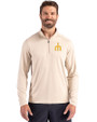Seattle Mariners Cooperstown Cutter & Buck Coastline Epic Comfort Recycled Mens Quarter Zip Wheat Front