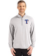 Texas Rangers Cutter & Buck Coastline Recycled Double Peached Mens Quarter Zip Pullover CONCRETE Front