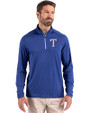 Texas Rangers Cutter & Buck Coastline Epic Comfort Recycled Mens Quarter Zip Tour Blue Front