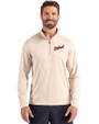 Detroit Tigers Cooperstown Cutter & Buck Coastline Epic Comfort Recycled Mens Quarter Zip Wheat Front