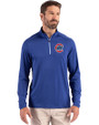 Chicago Cubs Cutter & Buck Coastline Epic Comfort Recycled Mens Quarter Zip Tour Blue Front