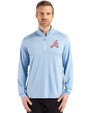 Atlanta Braves Cooperstown Cutter & Buck Coastline Recycled Double Peached Mens Quarter Zip Pullover Atlas Light Blue Front