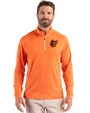 Baltimore Orioles Cooperstown Cutter & Buck Coastline Epic Comfort Recycled Mens Quarter Zip College Orange Front