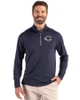 Cincinnati Reds Stars & Stripes Cutter & Buck Coastline Epic Comfort Recycled Mens Quarter Zip Navy Blue Front