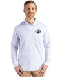 Cincinnati Reds Mono Cutter & Buck Skyline Epic Confidence Recycled Pinstripe Mens Big & Tall Long Sleeve Dress Shirt Pale Blue/White Front