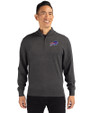 Buffalo Bills Cutter & Buck Lakemont Tri-Blend Mens Quarter Zip Pullover Sweater Charcoal Heather Front