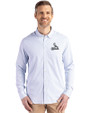 St. Louis Cardinals Mono Cutter & Buck Skyline Epic Confidence Recycled Pinstripe Mens Big & Tall Long Sleeve Dress Shirt Pale Blue/White Front
