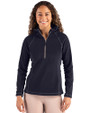 Clique Powder Recycled Fleece Womens Half Zip Hooded Pullover Dark Navy Front