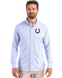 Indianapolis Colts Monochromatic Cutter & Buck Skyline Recycled Gingham Mens Big & Tall Long Sleeve Button Down  Dress Shirt Atlas/White Front