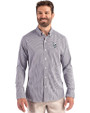 Minnesota Vikings Monochromatic Cutter & Buck Skyline Recycled Gingham Mens Big & Tall Long Sleeve Button Down  Dress Shirt Black/White Front