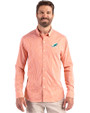 Miami Dolphins Cutter & Buck Skyline Recycled Gingham Mens Big & Tall Long Sleeve Button Down  Dress Shirt College Orange/White Front