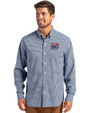 New York Giants Historic Cutter & Buck Skyline Epic Confidence Recycled Gingham Mens Big & Tall Long Sleeve Dress Shirt Pale Blue/Navy Blue Front