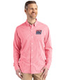New York Giants Historic Cutter & Buck Skyline Epic Confidence Recycled Gingham Mens Big & Tall Long Sleeve Dress Shirt Red/White Front