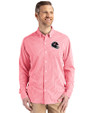 Houston Texans NFL Helmet Cutter & Buck Skyline Epic Confidence Recycled Gingham Mens Big & Tall Long Sleeve Dress Shirt Red/White Front