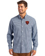 Chicago Bears Historic Cutter & Buck Skyline Epic Confidence Recycled Gingham Mens Big & Tall Long Sleeve Dress Shirt Pale Blue/Navy Blue Front