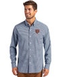 Chicago Bears Historic Cutter & Buck Skyline Recycled Gingham Mens Big & Tall Long Sleeve Button Down  Dress Shirt Pale Blue/Navy Blue Front