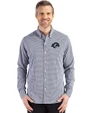 Los Angeles Rams Monochromatic Cutter & Buck Skyline Recycled Gingham Mens Big & Tall Long Sleeve Button Down  Dress Shirt Navy Blue/White Front