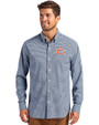 Chicago Bears Cutter & Buck Skyline Recycled Gingham Mens Big & Tall Long Sleeve Button Down  Dress Shirt Pale Blue/Navy Blue Front