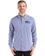 Seattle Seahawks Historic Cutter & Buck Skyline Epic Confidence Recycled Gingham Mens Big & Tall Long Sleeve Dress Shirt Tour Blue/White Front
