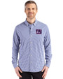 New York Giants Cutter & Buck Skyline Epic Confidence Recycled Gingham Mens Big & Tall Long Sleeve Dress Shirt Tour Blue/White Front