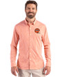 Cincinnati Bengals Historic Cutter & Buck Skyline Recycled Gingham Mens Big & Tall Long Sleeve Button Down  Dress Shirt College Orange/White Front