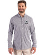 Green Bay Packers Monochromatic Cutter & Buck Skyline Recycled Gingham Mens Big & Tall Long Sleeve Button Down  Dress Shirt Black/White Front