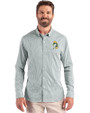 Green Bay Packers Historic Cutter & Buck Skyline Recycled Gingham Mens Big & Tall Long Sleeve Button Down  Dress Shirt Hunter/White Front