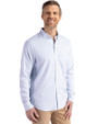 Miami Dolphins Mono Cutter & Buck Skyline Epic Confidence Recycled Pinstripe Mens Big & Tall Long Sleeve Dress Shirt Pale Blue/White Side