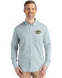 Green Bay Packers Cutter & Buck Skyline Epic Confidence Recycled Pinstripe Mens Big & Tall Long Sleeve Dress Shirt Hunter/White Front