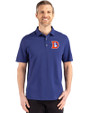 Denver Broncos Historic Cutter & Buck Advantage Refresh Recycled Cotton-Blend Pique Mens Polo Tour Blue Front