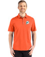 Miami Dolphins Historic Cutter & Buck Advantage Refresh Epic Confidence Recycled Mens Tri-Blend Pique Polo College Orange Front
