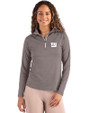 New York Giants Monochromatic Cutter & Buck Coastline Recycled Double Peached Womens Quarter Zip Pullover Elemental Grey Front