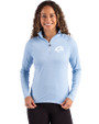 Los Angeles Rams Monochromatic Cutter & Buck Coastline Recycled Double Peached Womens Quarter Zip Pullover Atlas Light Blue Front