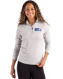 Seattle Seahawks Historic Cutter & Buck Coastline Recycled Double Peached Womens Quarter Zip Pullover CONCRETE Front