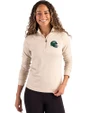 New York Jets NFL Helmet Cutter & Buck Coastline Epic Comfort Recycled Women’s Quarter Zip Wheat Front