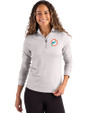 Miami Dolphins Historic Cutter & Buck Coastline Recycled Double Peached Womens Quarter Zip Pullover CONCRETE Front