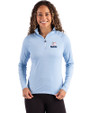 Green Bay Packers Americana Cutter & Buck Coastline Recycled Double Peached Womens Quarter Zip Pullover Atlas Light Blue Front