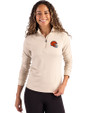 Cleveland Browns Helmet Cutter & Buck Coastline Epic Comfort Recycled Women’s Quarter Zip Wheat Front