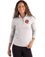 Cincinnati Bengals Historic Cutter & Buck Coastline Recycled Double Peached Womens Quarter Zip Pullover CONCRETE Front