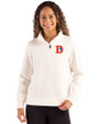 Denver Broncos Historic Cutter & Buck Roam Recycled Buttery-Soft Knit Womens Quarter Zip Pullover Shell Front