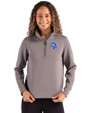 Los Angeles Rams Historic Cutter & Buck Roam Epic Versatility Recycled Womens Quarter Zip Pullover Elemental Grey Front